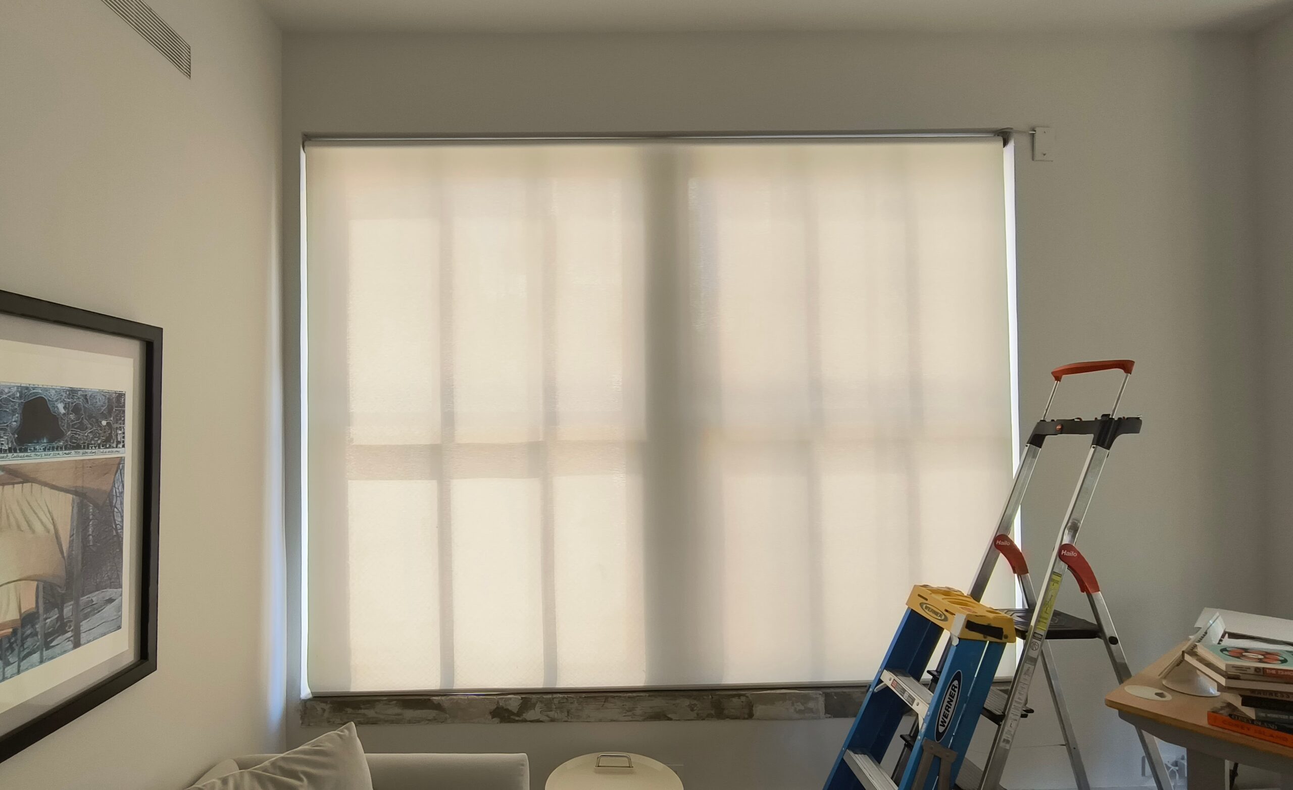 Roller shade fabric replacement and installation in NYC home