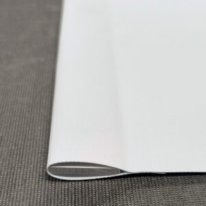 Custom roller shade fabric replacement kit with precision-cut fabric, aluminum hem bar, double-sided tape, and installation instructions.
