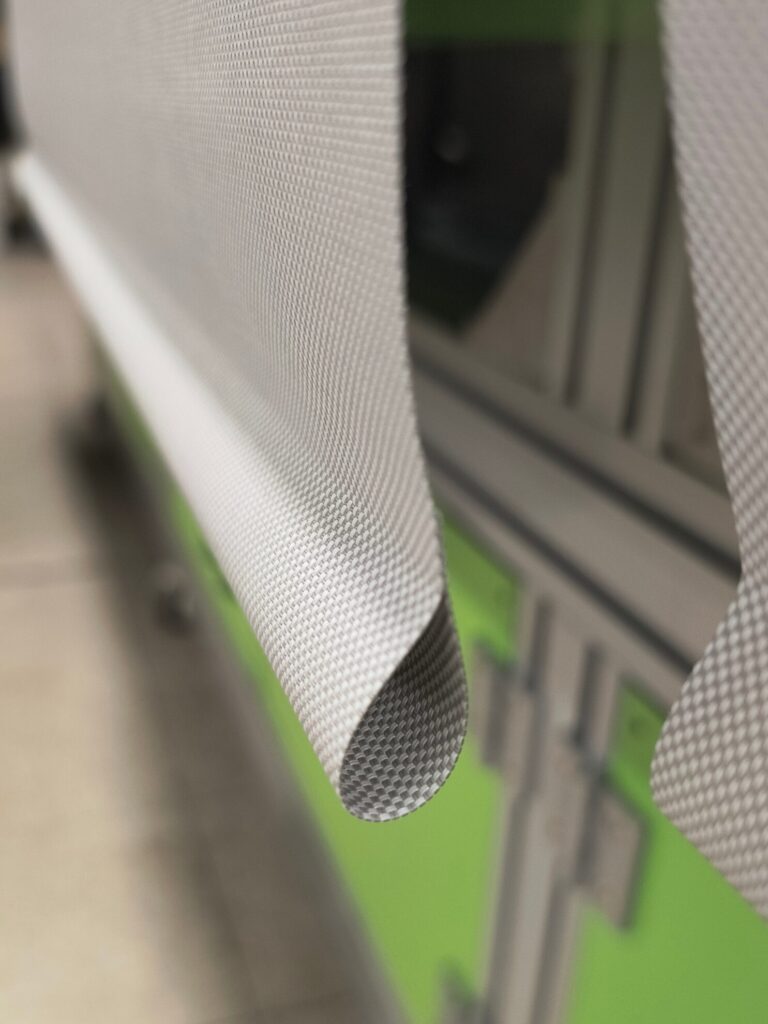 Close‑up of roller shade fabric texture used for custom replacement orders shipped nationwide.